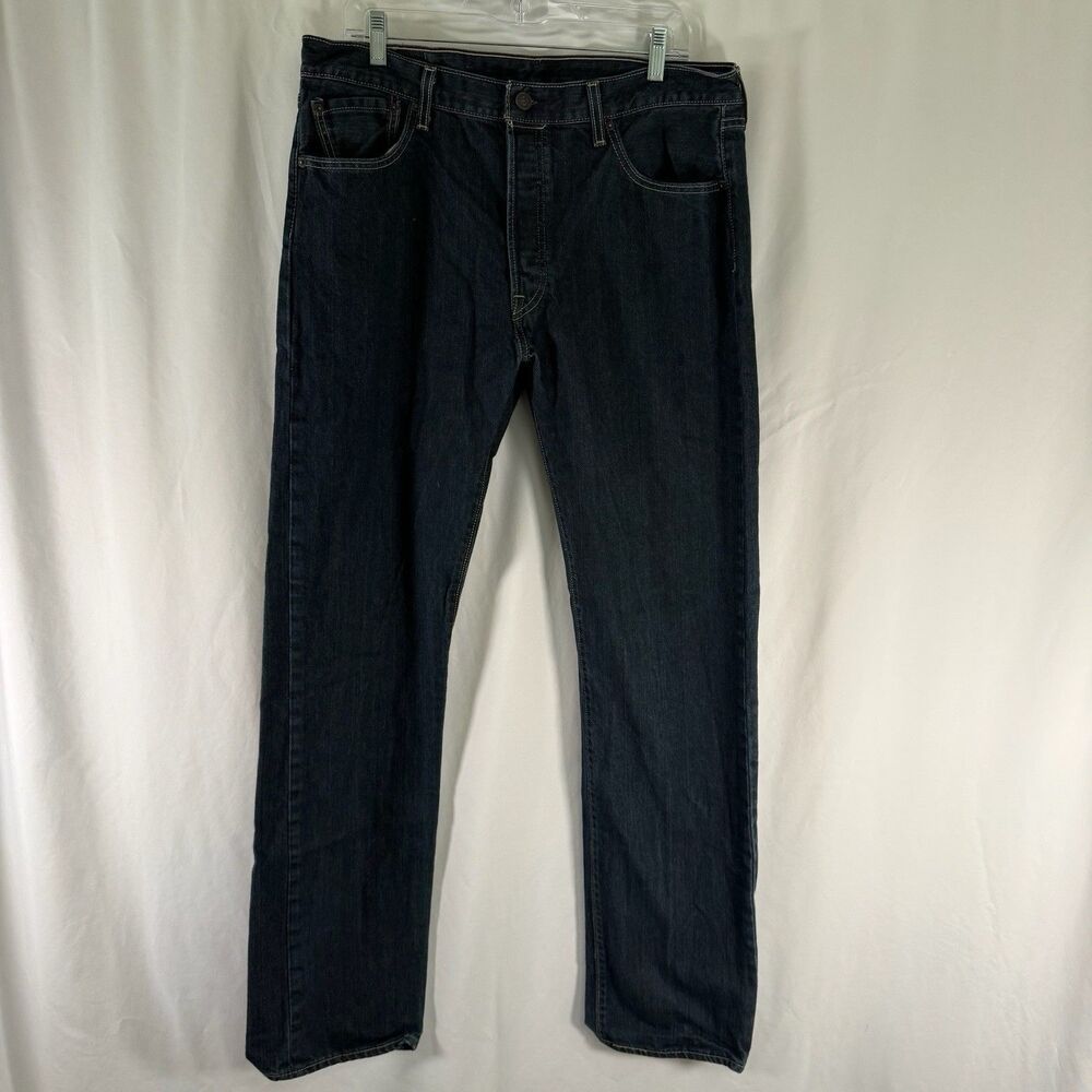 Levis 501 Jeans Men's 35x34 Dark Wash Blue Denim 5 Pocket 100% Cotton
